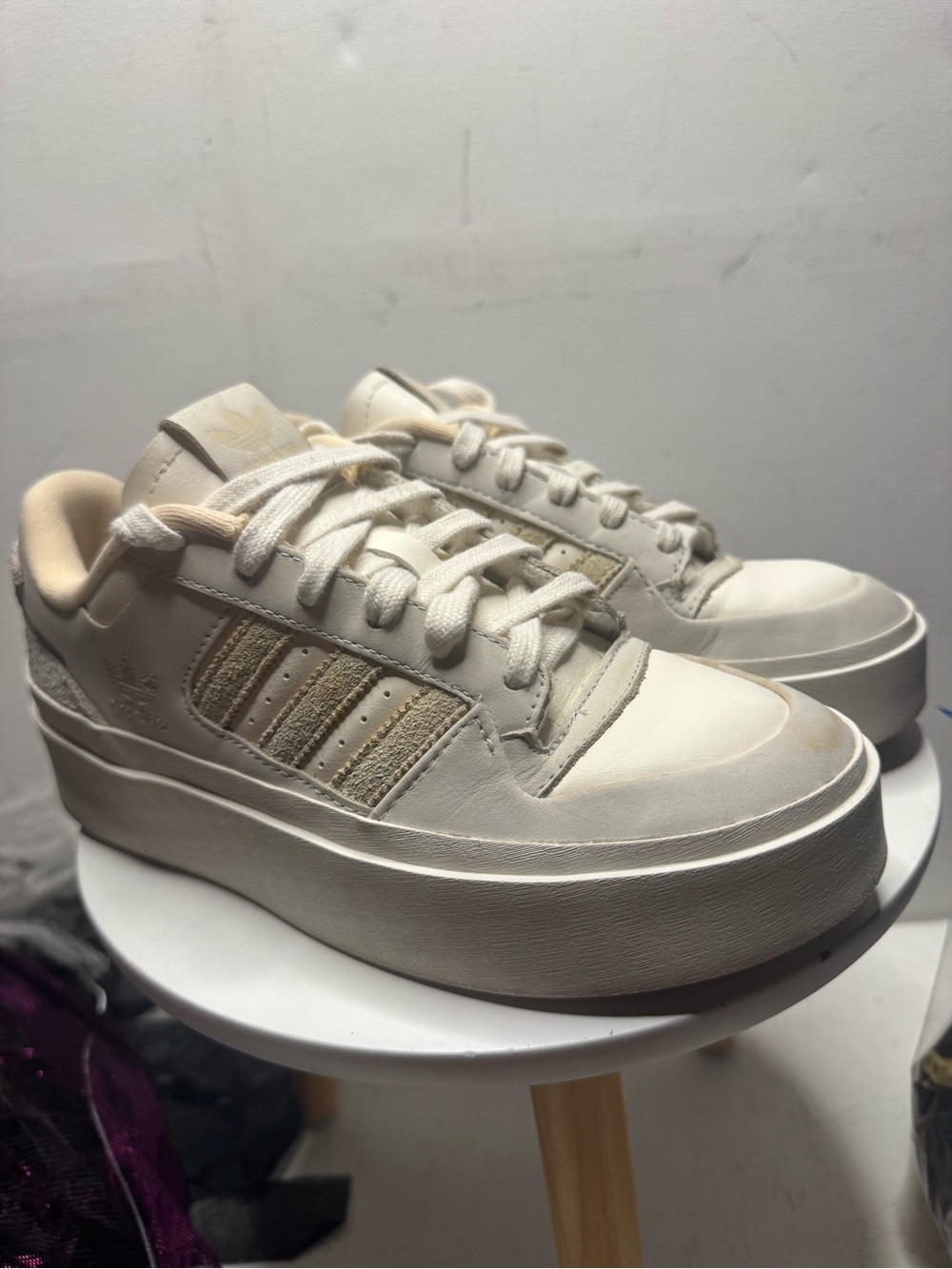 adidas Cream Platform Lace-Up Sneakers
